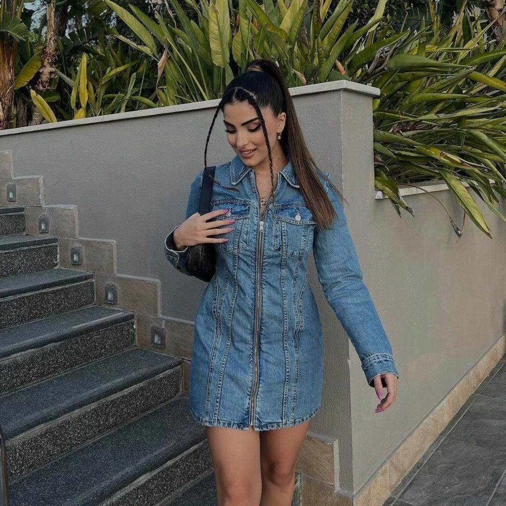 Zara Denim Zip Dress New - Picture 6 of 14